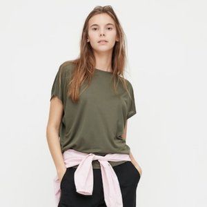 Uniqlo Olive Drape Crew Neck Short-Sleeve T-Shirt
